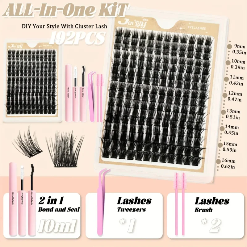 T50 個別まつげクラスターメイクアップツール/10-16mmミックス/メイクアップ用エクステンションキット、再利用可能、コスプレ、つけまつげデイリースタイル