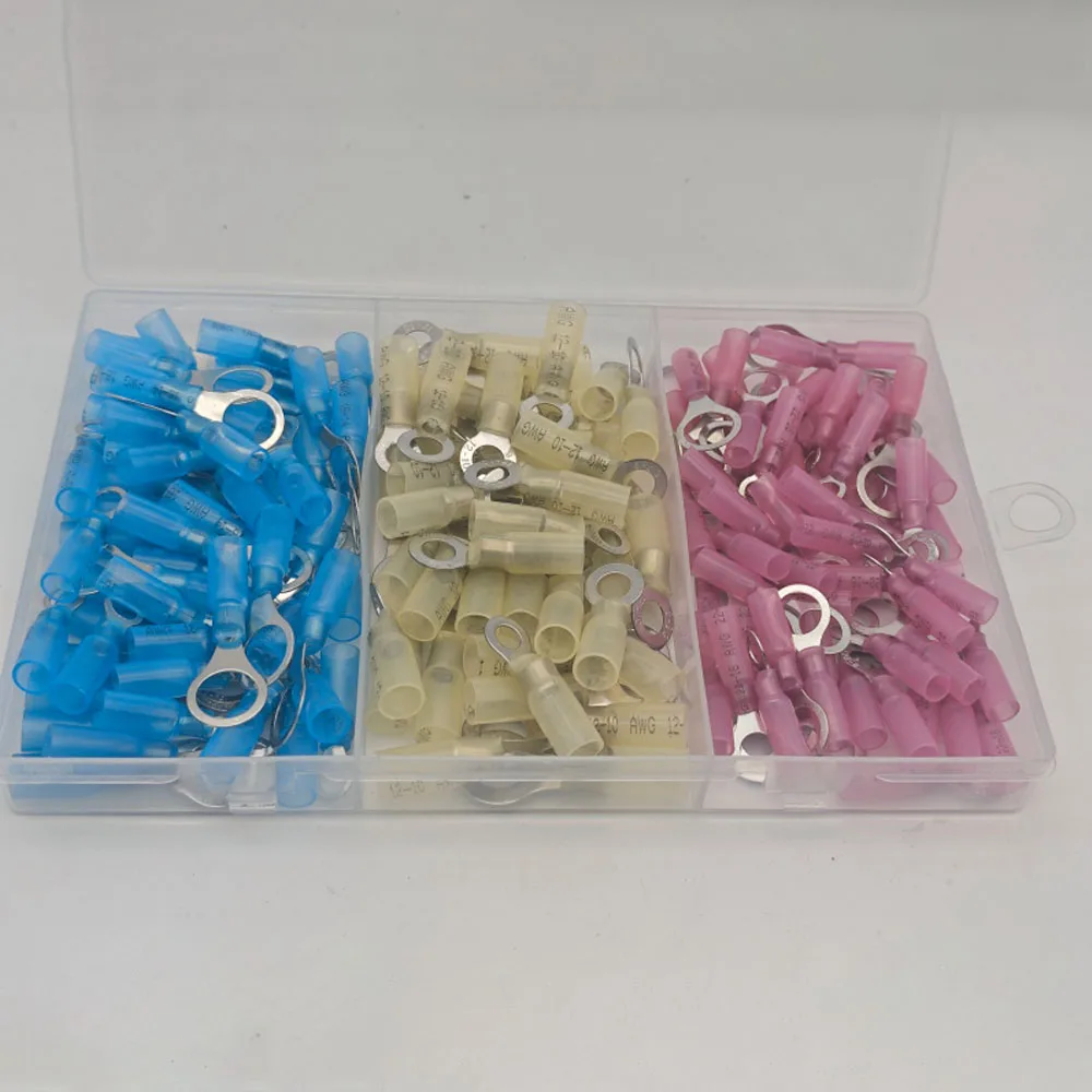 

160 шт. разъемы для термоусадочных проводов, водонепроницаемые кольцевые клеммы 22–10 AWG, клеммы для проводов 22–10 AWG для морской промышленности