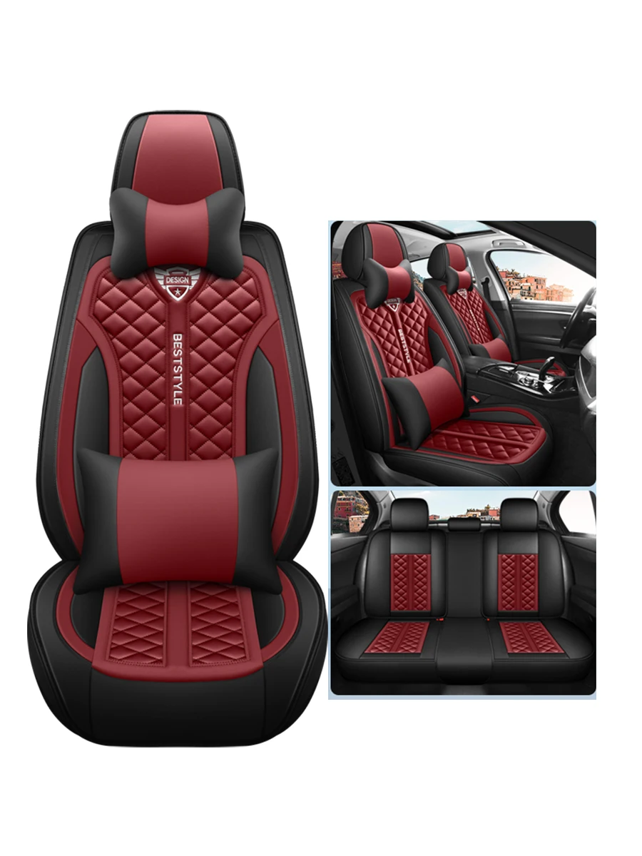 Leather Car Seat Cover Full Set for Nissan Qashqai Juke X-Trail Armada Altima Cube Dualis Tiida Bluebird Rogue Sport Accessories