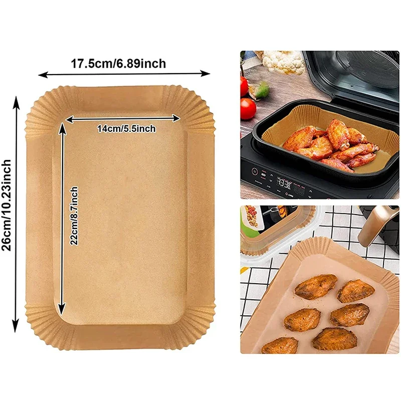 Airfryer rectangular desechable, revestimiento de papel para hornear, impermeable, a prueba de aceite, estera antiadherente para Ninja Foodi,