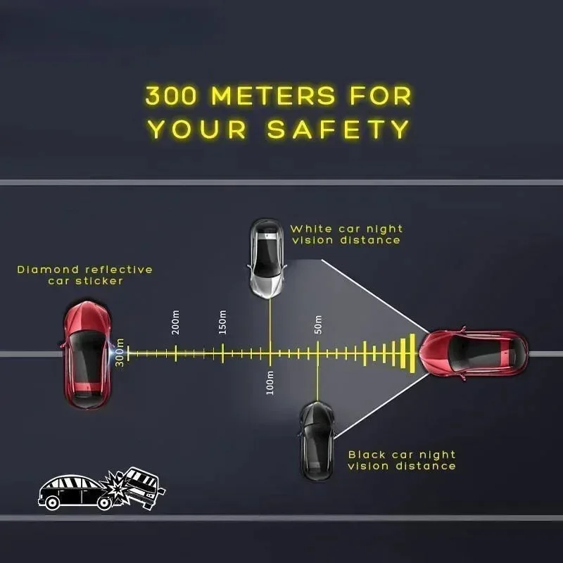 6pcs/Set Car Reflective Waterproof Stickers Anti-Scratch Safety Warning Sticker for Motor Truck Auto Exterior Decor Accessories