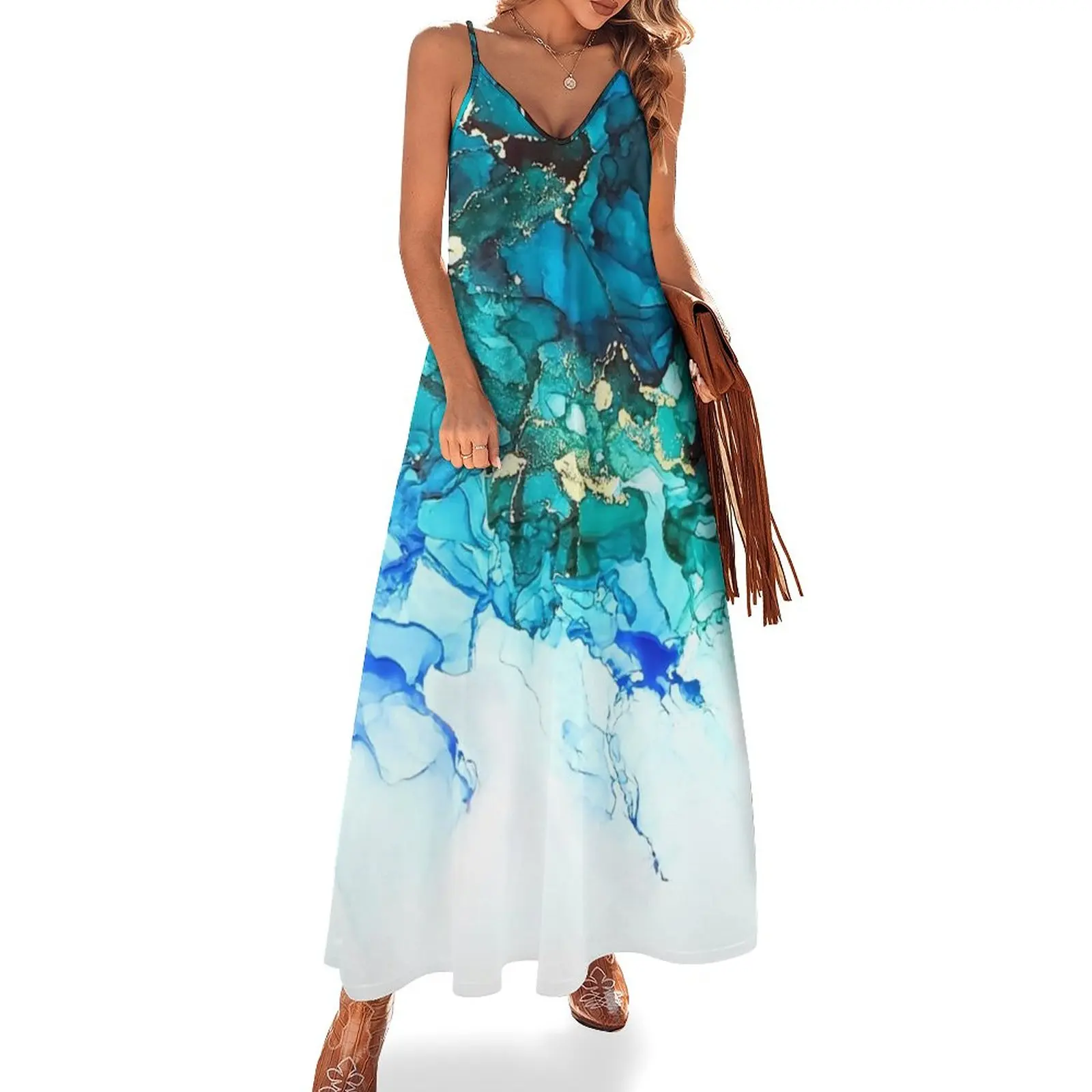 

Mermaid Waters - Alcohol Ink Art Sleeveless Dress cute dress summer dresses birthday dresses for women dress women summer