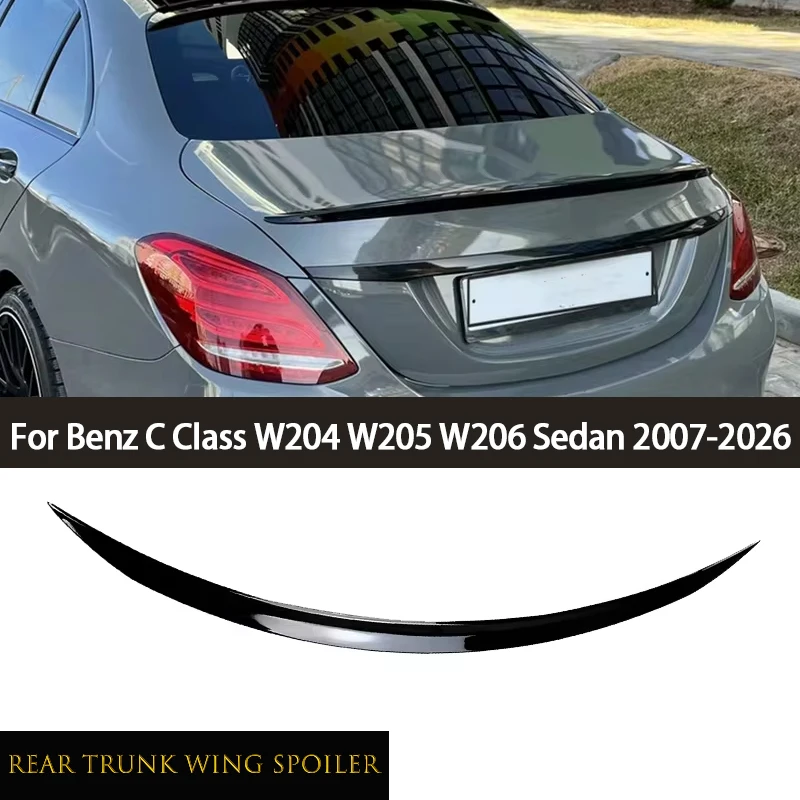 Car Exterior Tuning Rear Trunk Lid Spoiler Wing Stickers For Mercedes Benz C Class W204 W205 W206 Sedan 2007-2026
