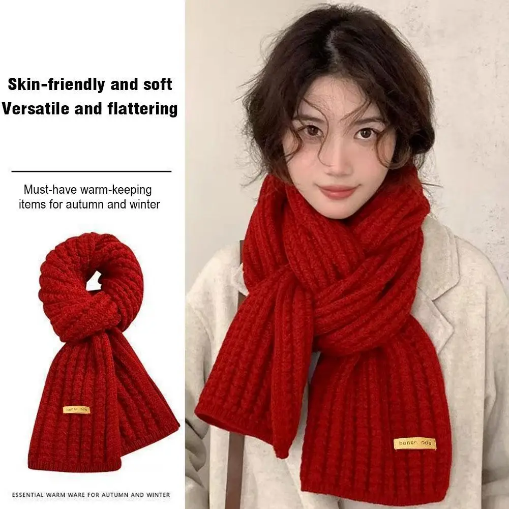 

NEW Warm Knitted Scarf Unisex Autumn Winter Pure Color Wool Scarf Stylish Versatile Korean Style for Students And Couples