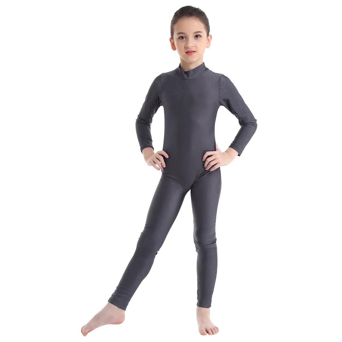 Girls Boys Full Body Gymnastics Ballet Dance Leotard Unitard Long Sleeve Stretch Dancewear Bodysuit Jumpsuit Tumbling Clothes