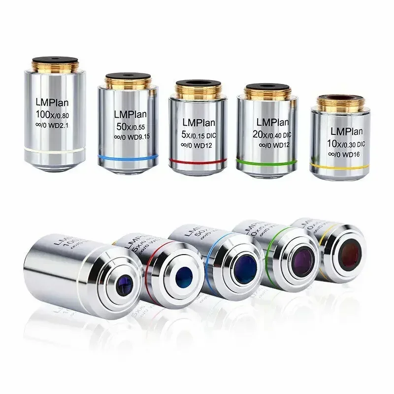 DIC Differential Interference Objective Lens Infinity Working Distance Plan Objectives for Metallographic Microscope