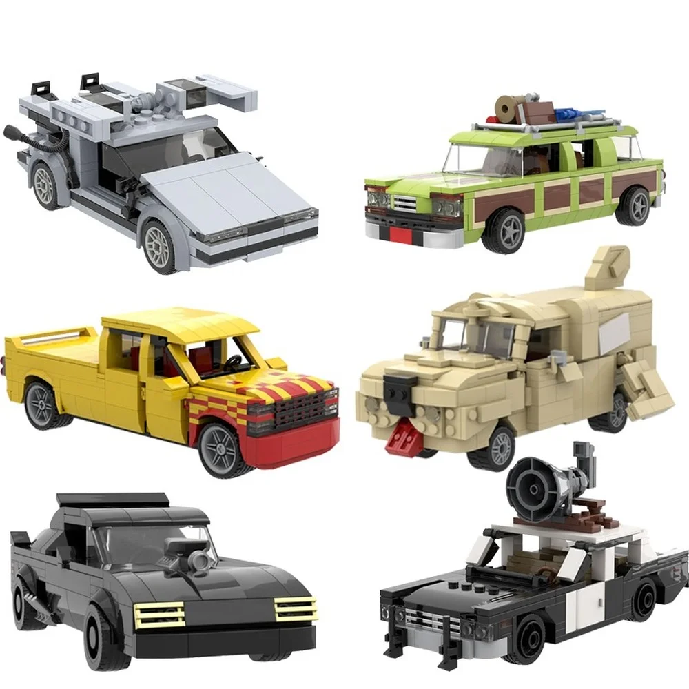 MOC Town Polices Plane Taxi Original Mini Assembled Models Blocks Car Van Transportation Bricks Toys Child Gift