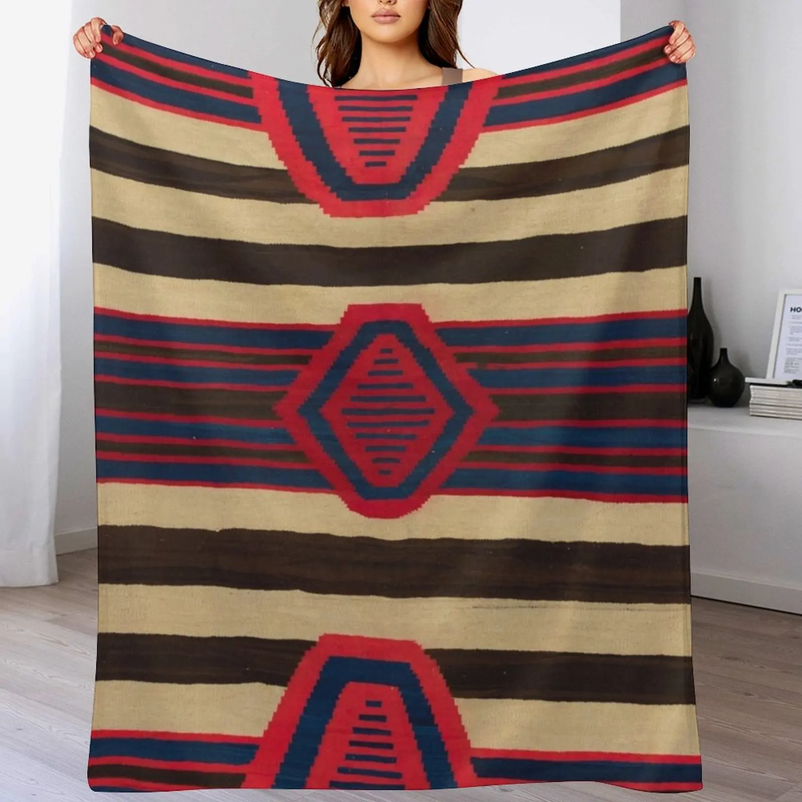 Indigenous Designs I Chief's blanket Navajo Weavings Throw Blanket Lightweight Warm Blanket for Travel Camping