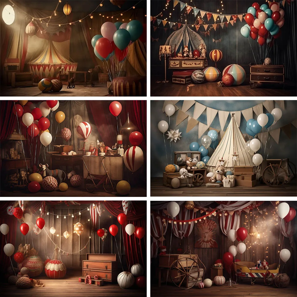 

Photography Background Halloween Horror Carnival Party Circus Red White Stripe Balloon Decor Kids Birthday Backdrop Photo Studio