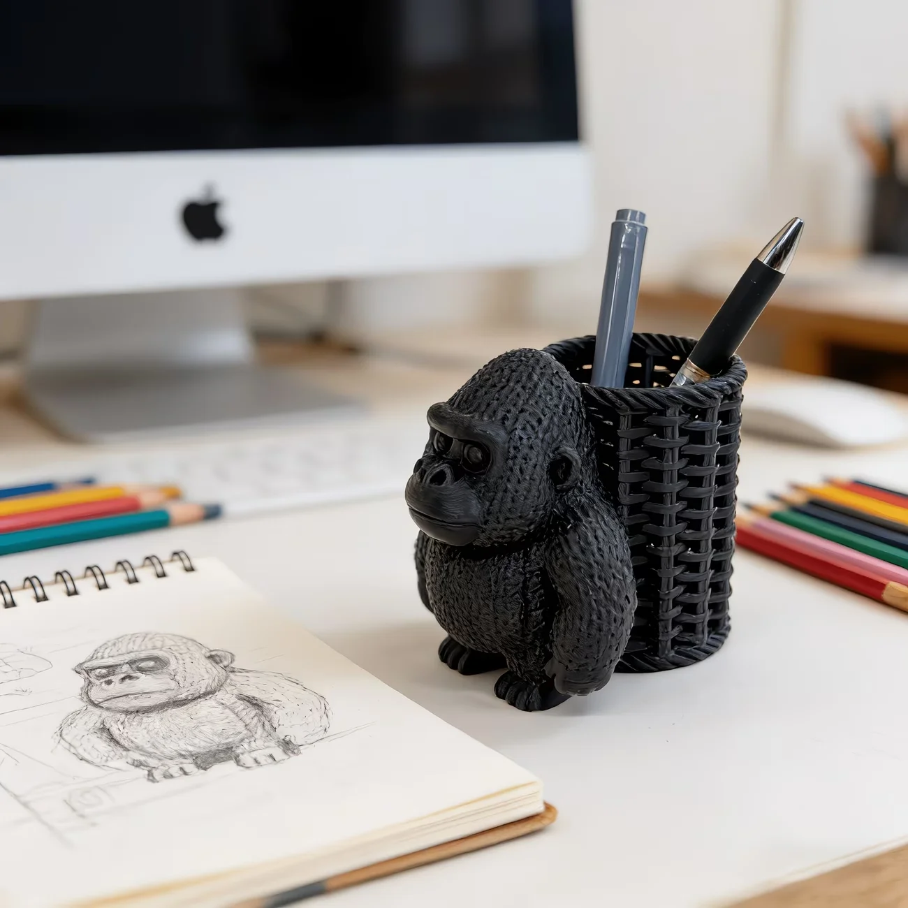 Office Desk Ornament Desk Decor Animal-Shaped Pen Holder Combines Ornament And Pen Holder