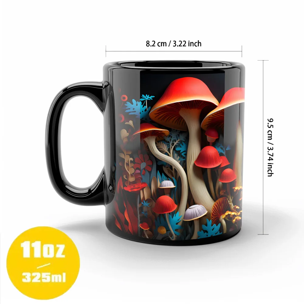 New products in April 3D magic mushroom pattern, black creative coffee water cup, office water cup