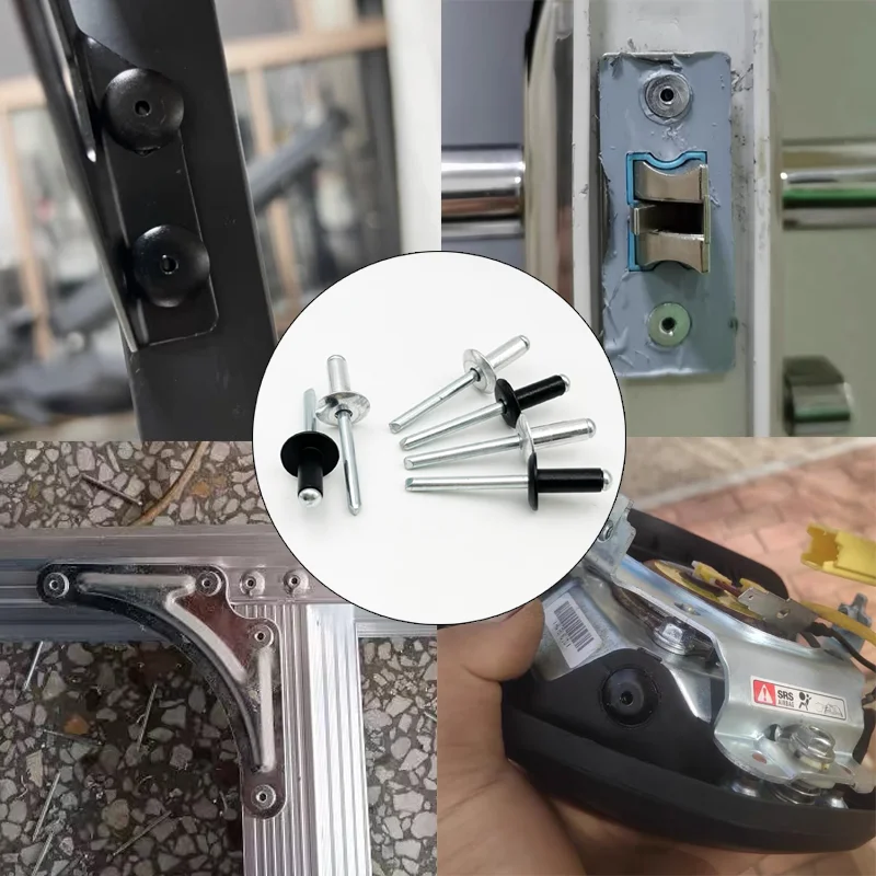 20-40pcs Black Aluminum Large Flange Pop Open Hollow Blind Rivets Large Cap Leaf Bolt Dropper Self-plugging Rivet Decoration