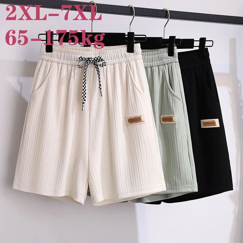 100/150kg Big Size Women Clothing Women Cargo Pants Summer High Waist Casual Loose Cropped Pants Women Shorts 6XL 7XL