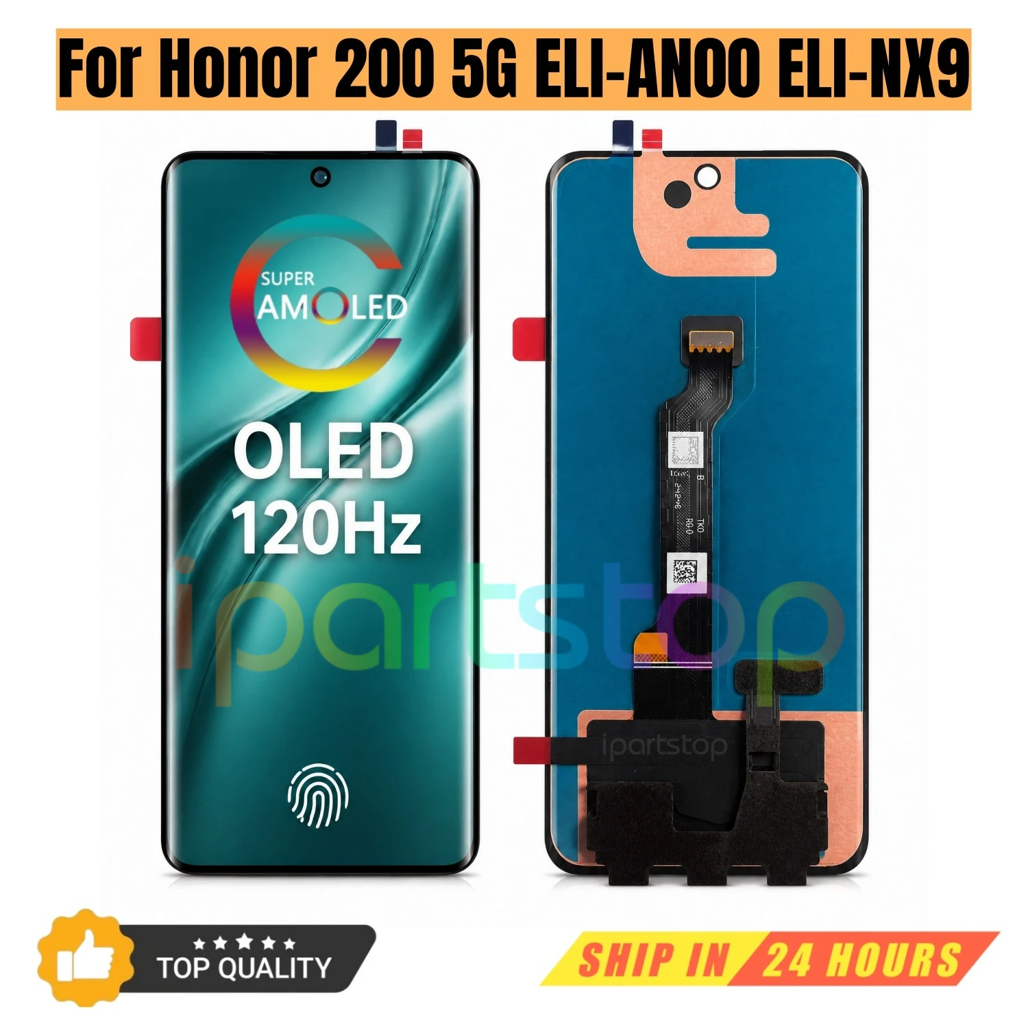 iParts Replacement Display for Honor 200 5G ELI-AN00 ELI-NX9 120Hz OLED Touch Screen with Front Frame Assembly OEM all Functions
