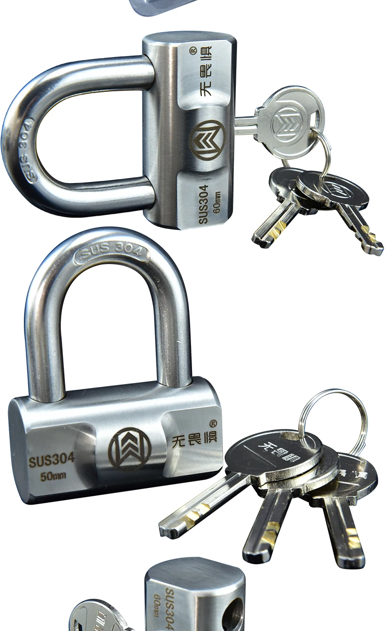 304 stainless steel padlock, waterproof, rust-proof, rainproof, outdoor anti-theft window, door long lock, cabinet lock head