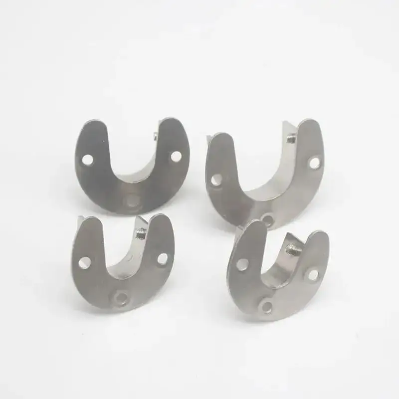 2PCS/Lot Wardrobe Bracket Heavy Duty Stainless Steel Rod Socket Flange Holder Closet End Support 19/22/25/32mm, U shaped
