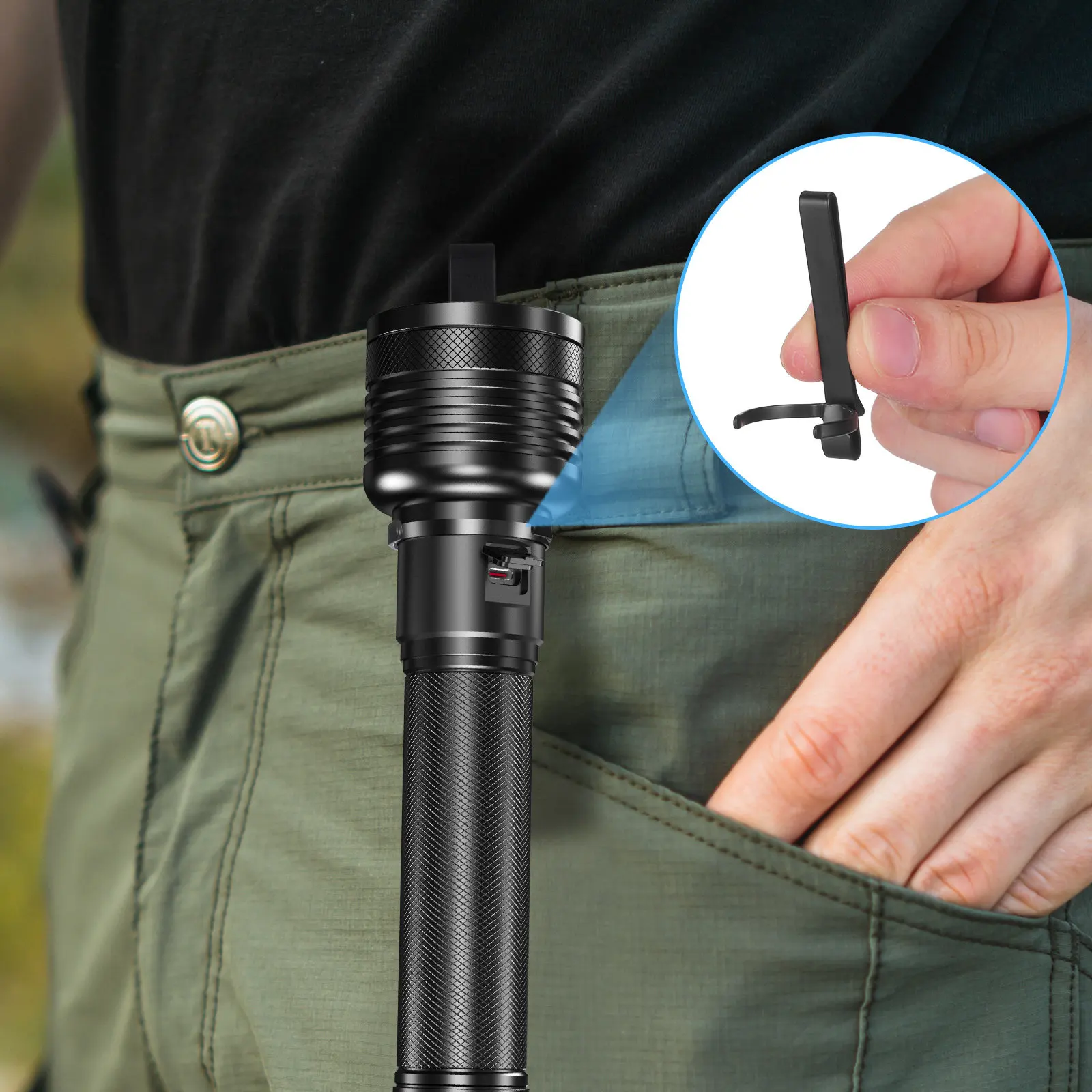 2Pcs Flashlight Clip Metal Adjustable Pocket Light Holder Removable Pen Light Accessory Flashlight Belt Clip Outdoor Work