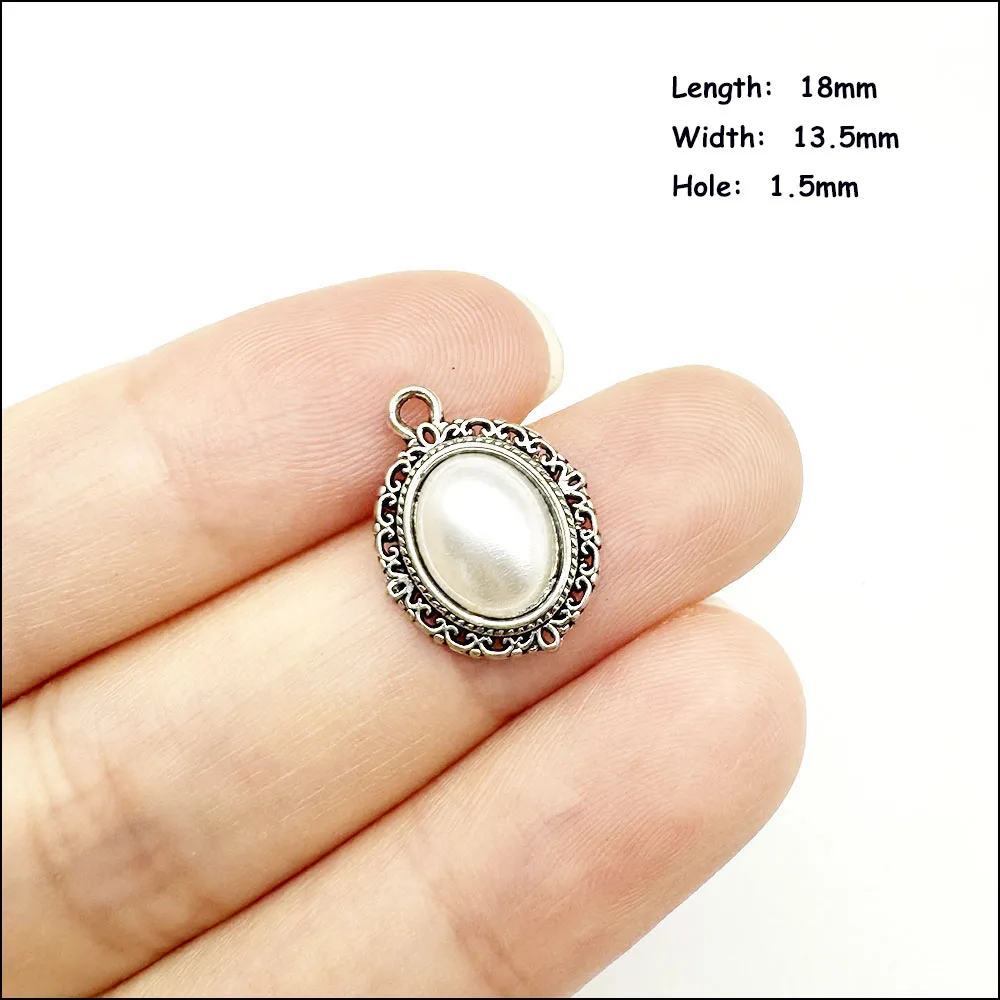 Nieuwe Palm Flower Teardrop Connectors Antiek verzilverd witte acrylkralen voor armbanden Charms Maken van sieraden HCJBAB