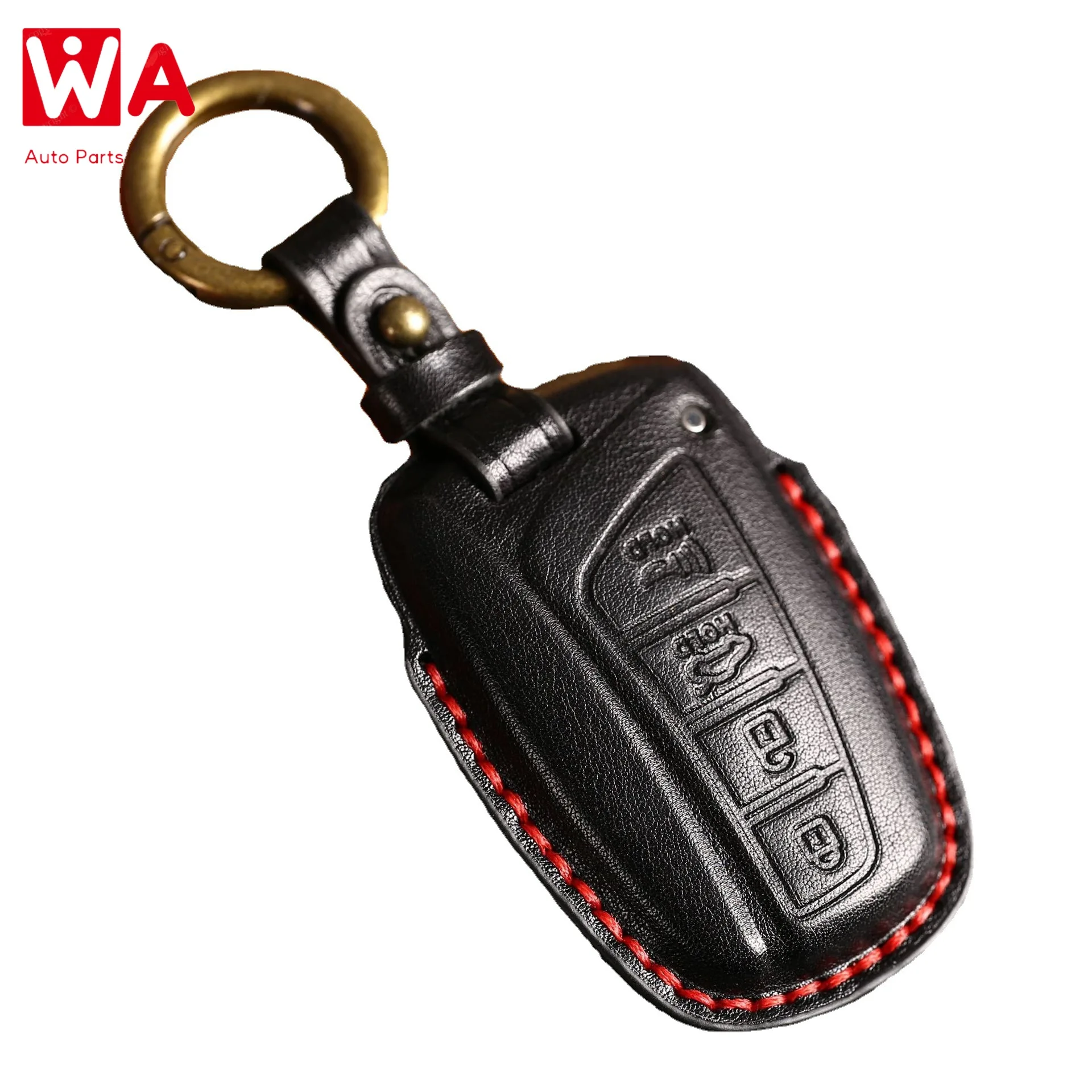 

Genuine Leather Car Remote Key Fob Cover Key Case For Hyundai Santa Fe Grand Ix45 Centennial Genesis 3/4button Key