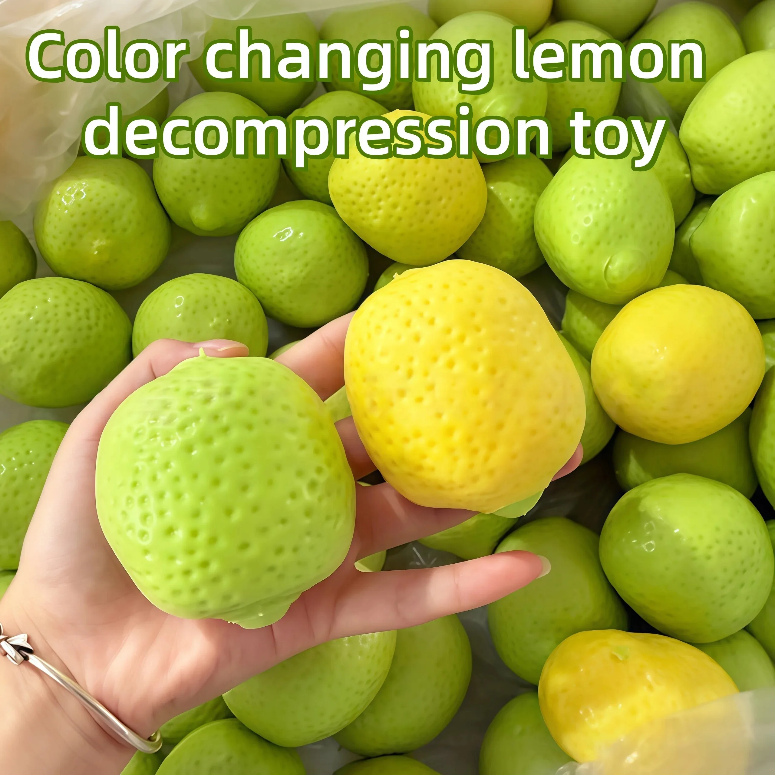 Color Changing Lemon Block Filled Handmade Ball Lemon Block Stress Relief Fruit Shaped Stress Relief Plasticity Green Funny Cute