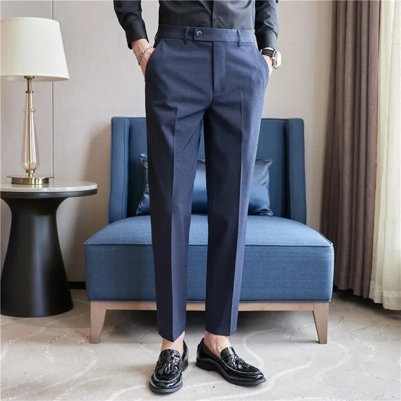 Herbst Herrenmode Anzug Hosen rosa blau Slim Fit Kleidung Geschäft formelle lange Hosen koreanischen Stil schöne Freizeit hose