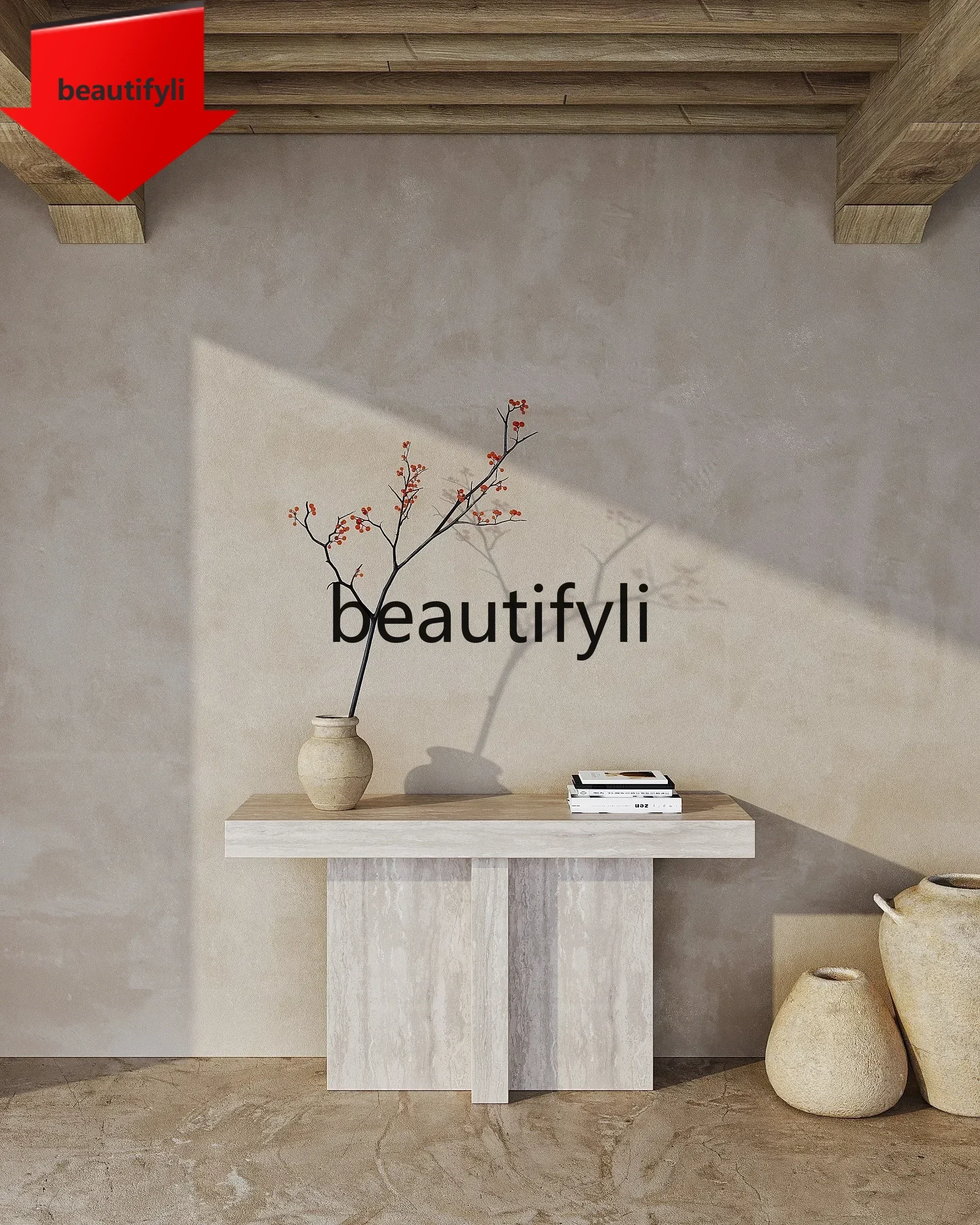 Q181  Designer rectangular cave stone entrance table living room partition table, minimalist high-end home creative entrance tab