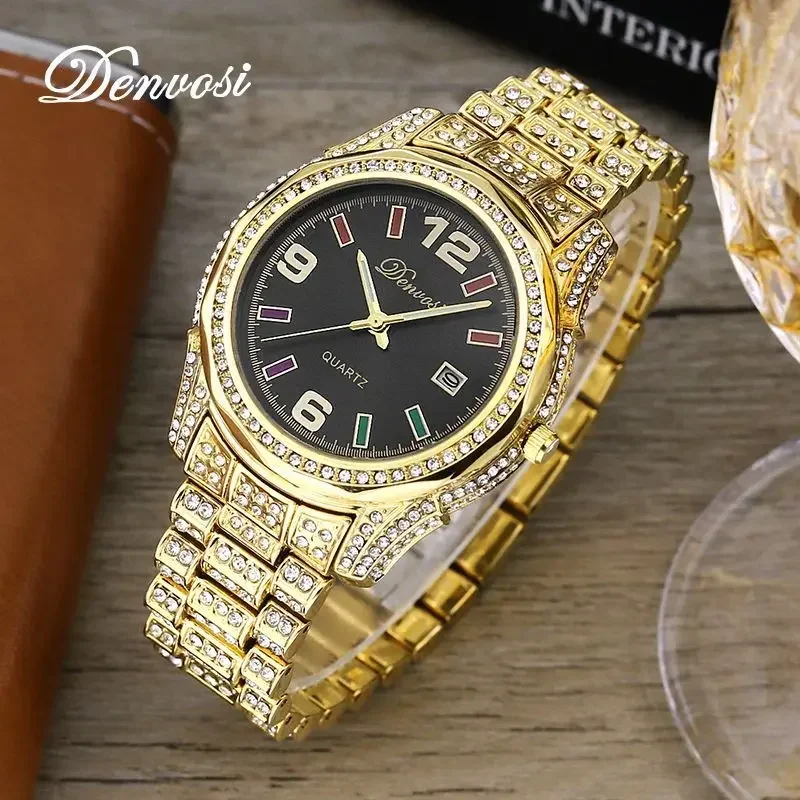 Danfos Women's Watches Luxury Full Diamond Inlaid Waterproof Stainless Steel Chic Lady's Watch Reloj Hombre Relogios Masculino