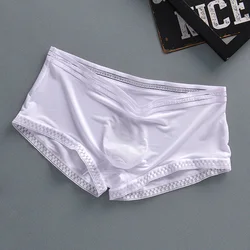 Sexy Hot Selling Ice Silk Men Underwear Seamless Transparent Boxer Shorts Ultra-thin Breathable Comfortable Panties Underpants