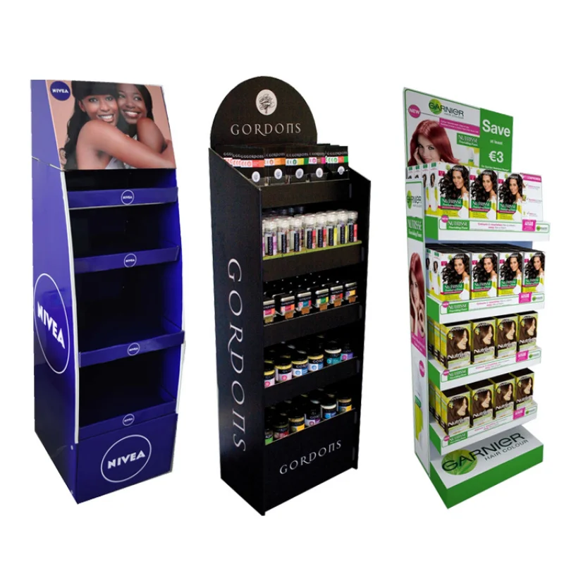 Custom Offset Printing Cardboard Display Shelf for Cosmetics, Make Up POP Display Stand Paper Corrugated