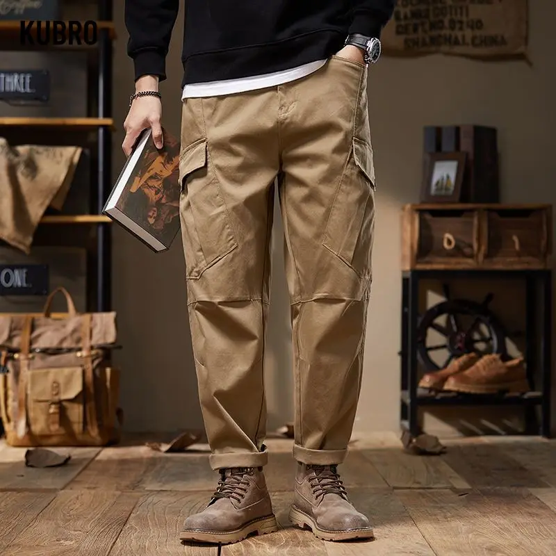 

Men Autumn Winter High Elasticity Joggers Cargo Trousers Breathable Stretchy Japanese Styles Pants Running Baggy Versatile Pants