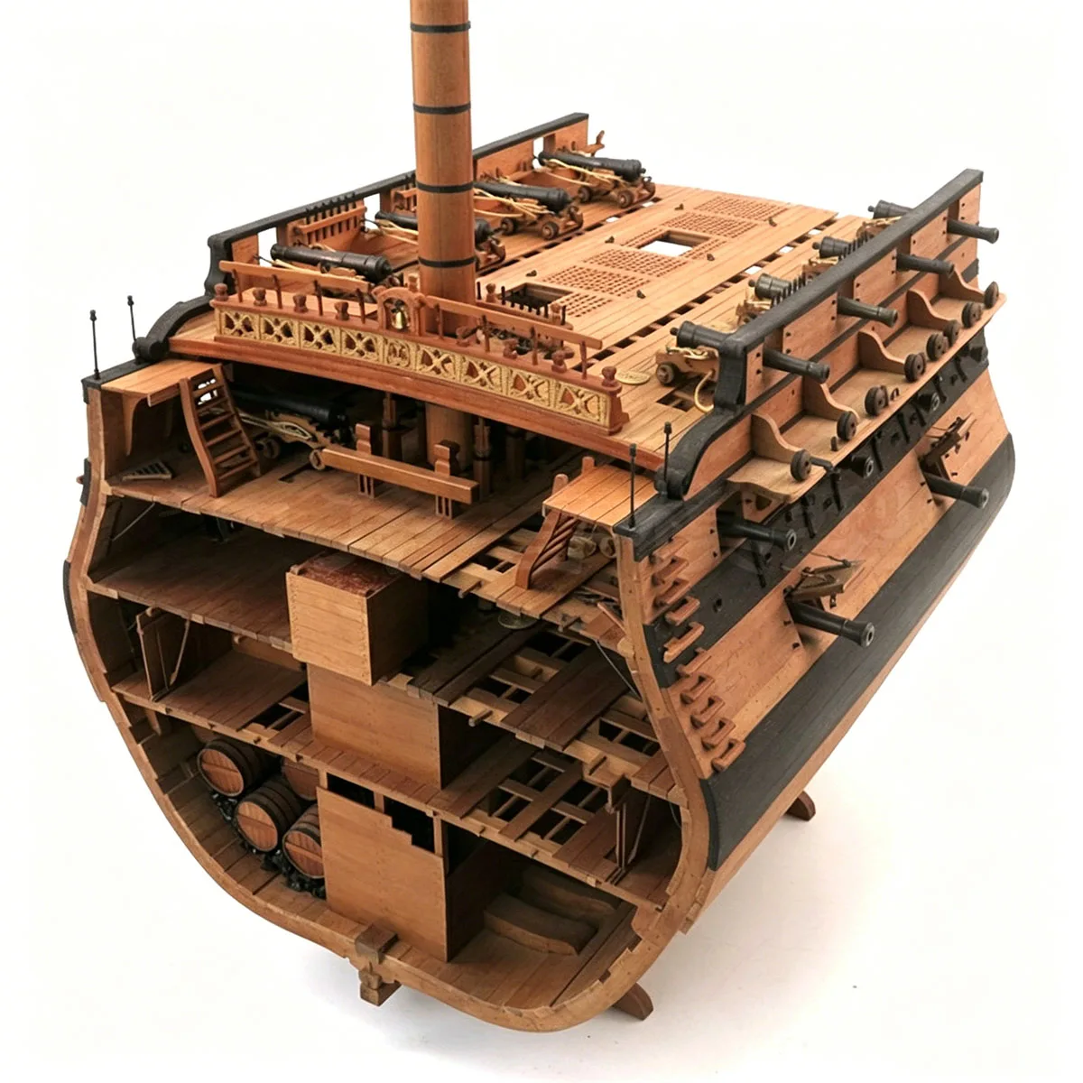 1/48 Bonhomme Richard's Rear Waist Section Extended Version Assembled Model 28.6cm Wooden Ships Static Model Ship Toy Ornaments