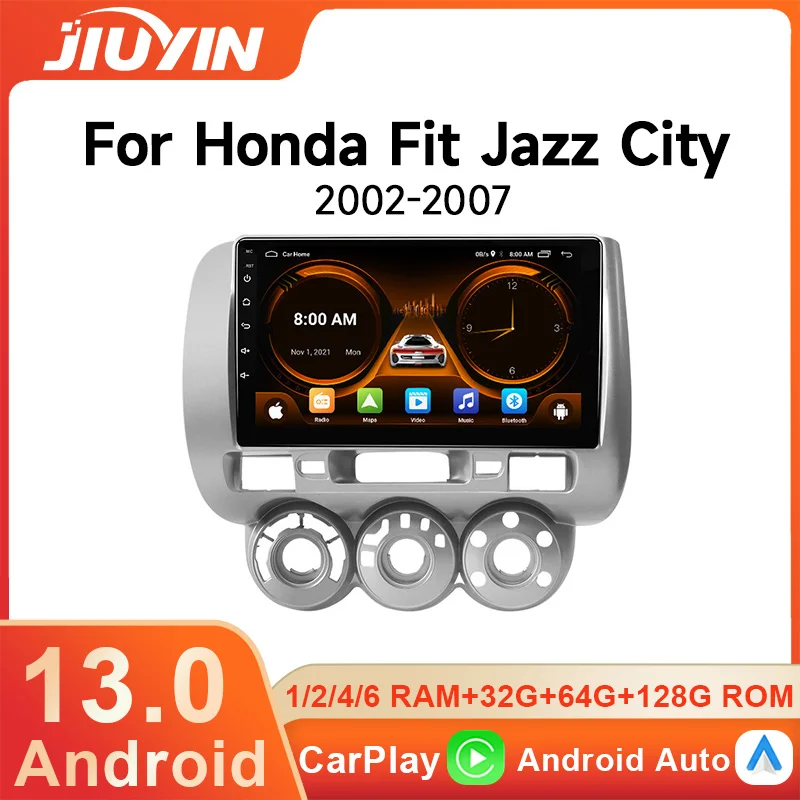 2 Din Android 13 Autoradio Per Honda Fit Jazz City 2002-2007 Lettore Video Multimediale di Navigazione GPS 4G Carplay Auto Stereo RDS