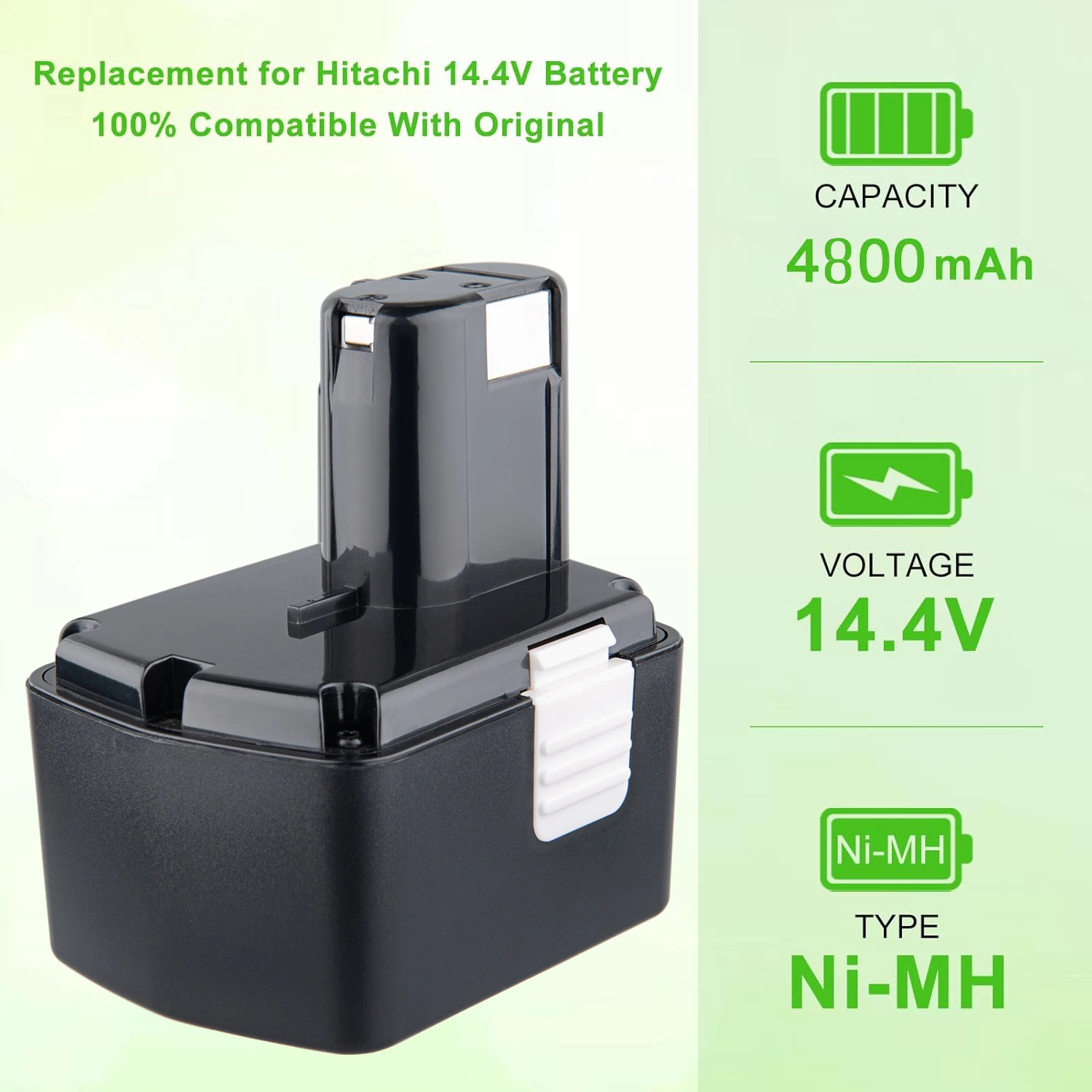 [1/2/4Pack] 4.8Ah EB14B Replace for Hitachi 14.4V Ni-MH Battery Pin EB1414S EB1412S EB1414 EB1414L EB1424 Suit for Power Tools