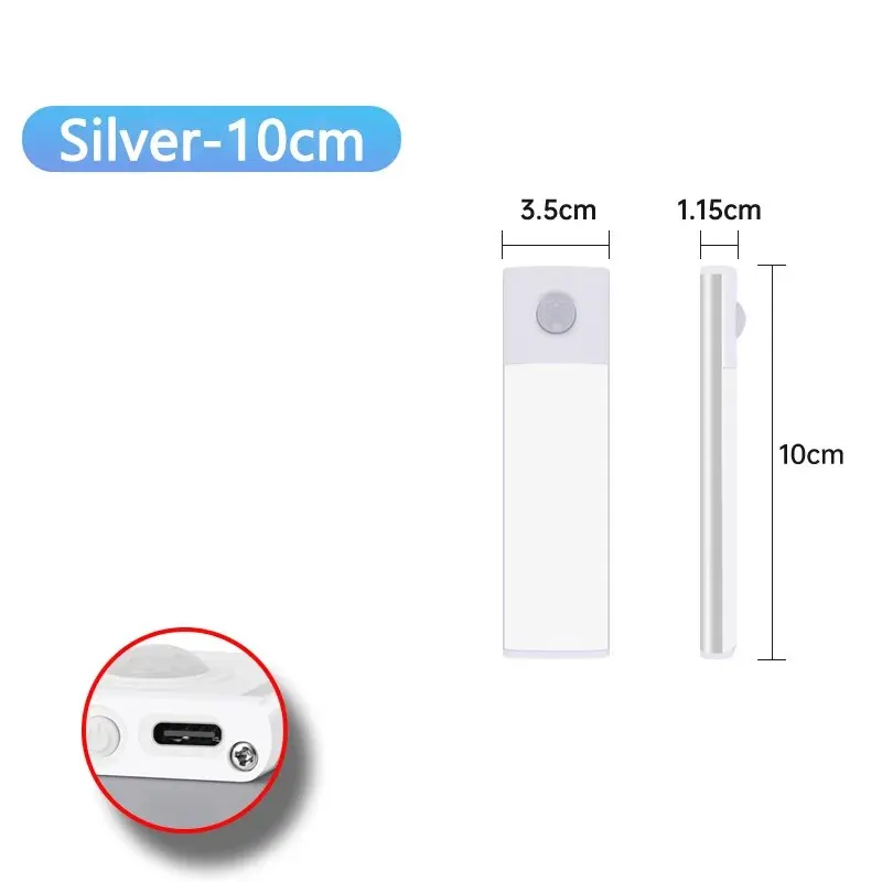 LED-Schrank leuchte USB Typ C wiederauf ladbare Bewegungs sensor LED-Lampe für Küchen schrank Schrank beleuchtung 20cm/30cm/40cm/50cm/60cm