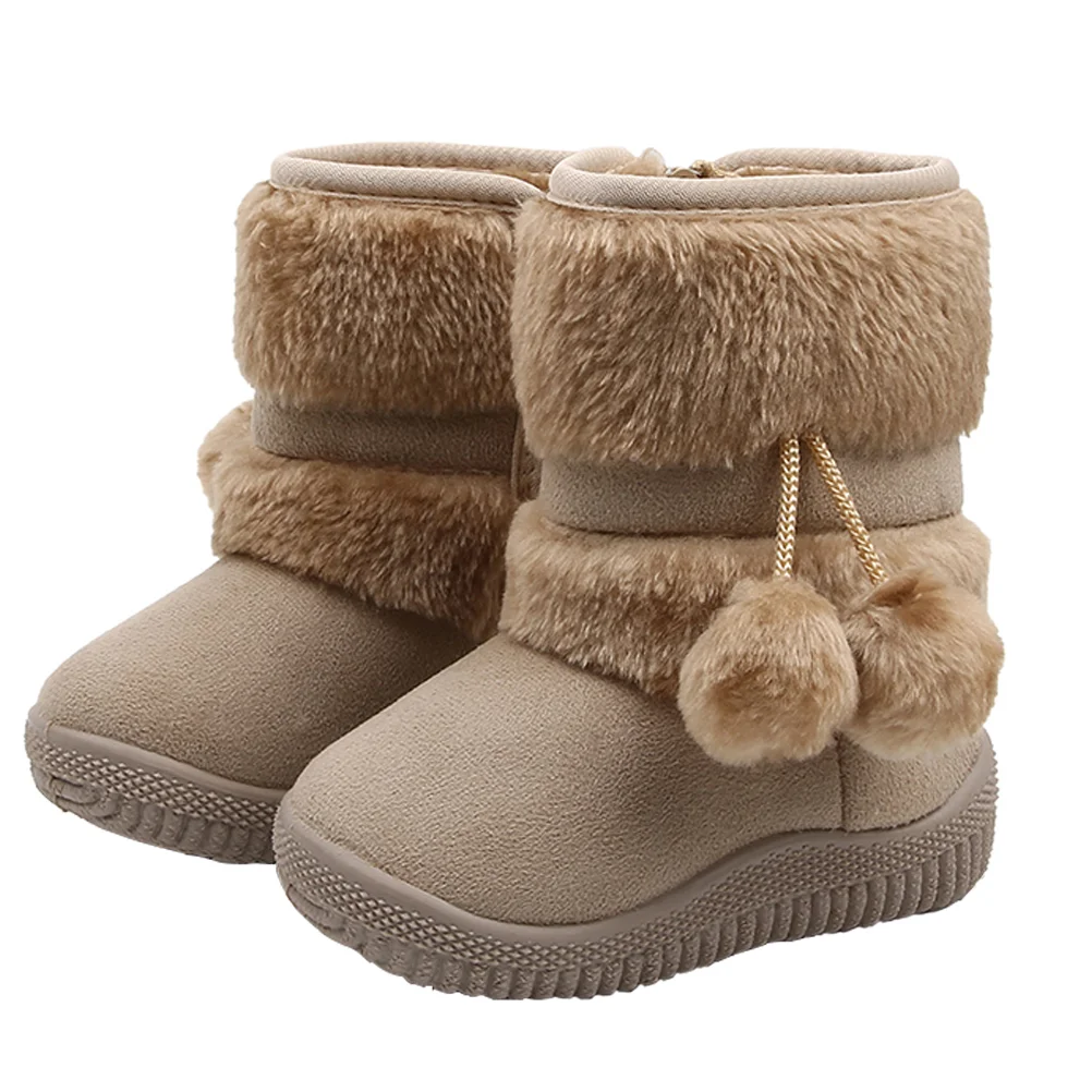 Kids Snow Boots Children's Baby Winter Shoes Non-slip for Girls Snowshoes Toddlers Prewalker Beige Warm