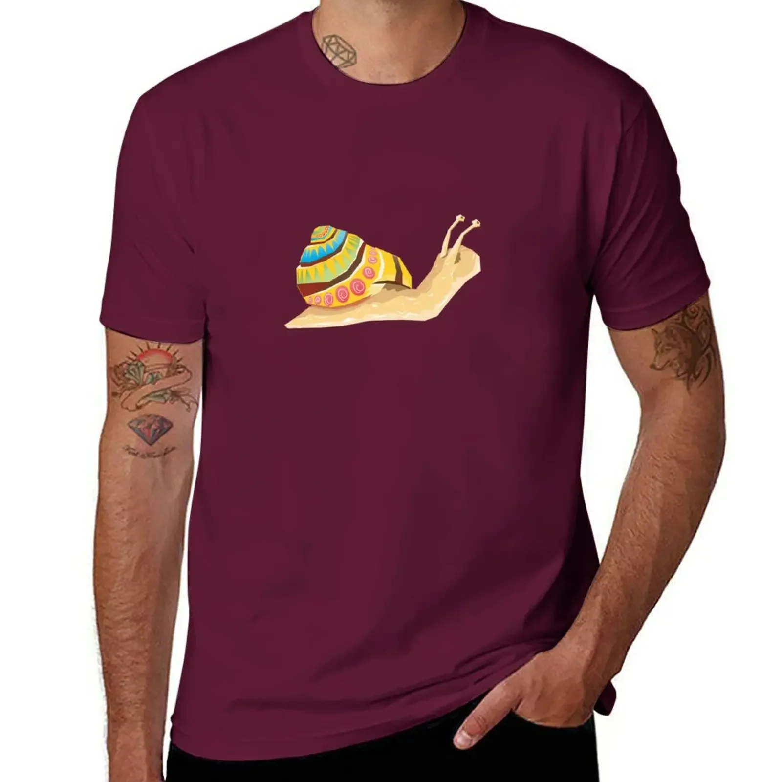 New Snail cute cartoon smile new art T-Shirt anime clothes custom t shirts mens workout shirts