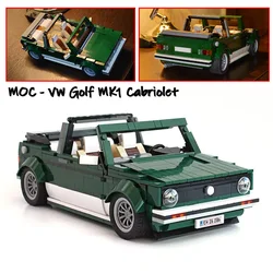 MOC-Mini Cooper Building Blocks Set, carro técnico, Golf MK1 Cabriolet, modelo de veículo, montar tijolos, 10242, 978Pcs, Novo