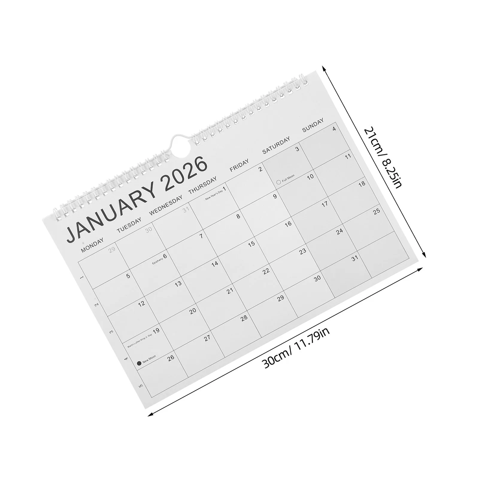 ปฏิทินแขวนผนังปี 2026-2027 แบบ 18 เดือน ปกแบบสันห่วง ขนาดใหญ่ ตารางรายเดือน รวมวันหยุดนานาชาติ สำหรับครอบครัว