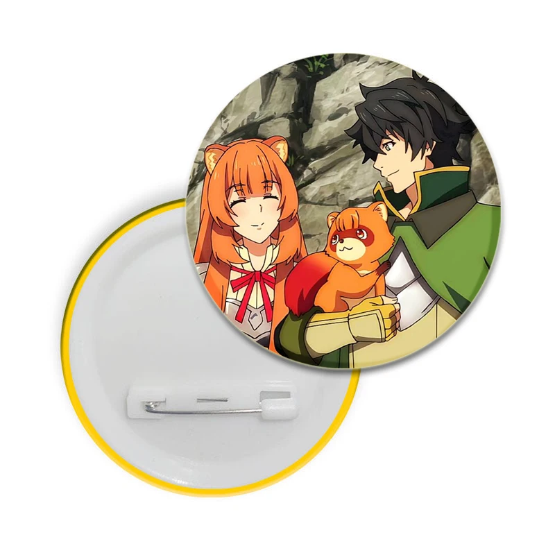 Anime Characters Naofumi Iwatani/Motoyasu Kitamura/Itsuki Kawasumi/Raphtalia Badge Button Pins Snap-on Brooch for Clothes Decor