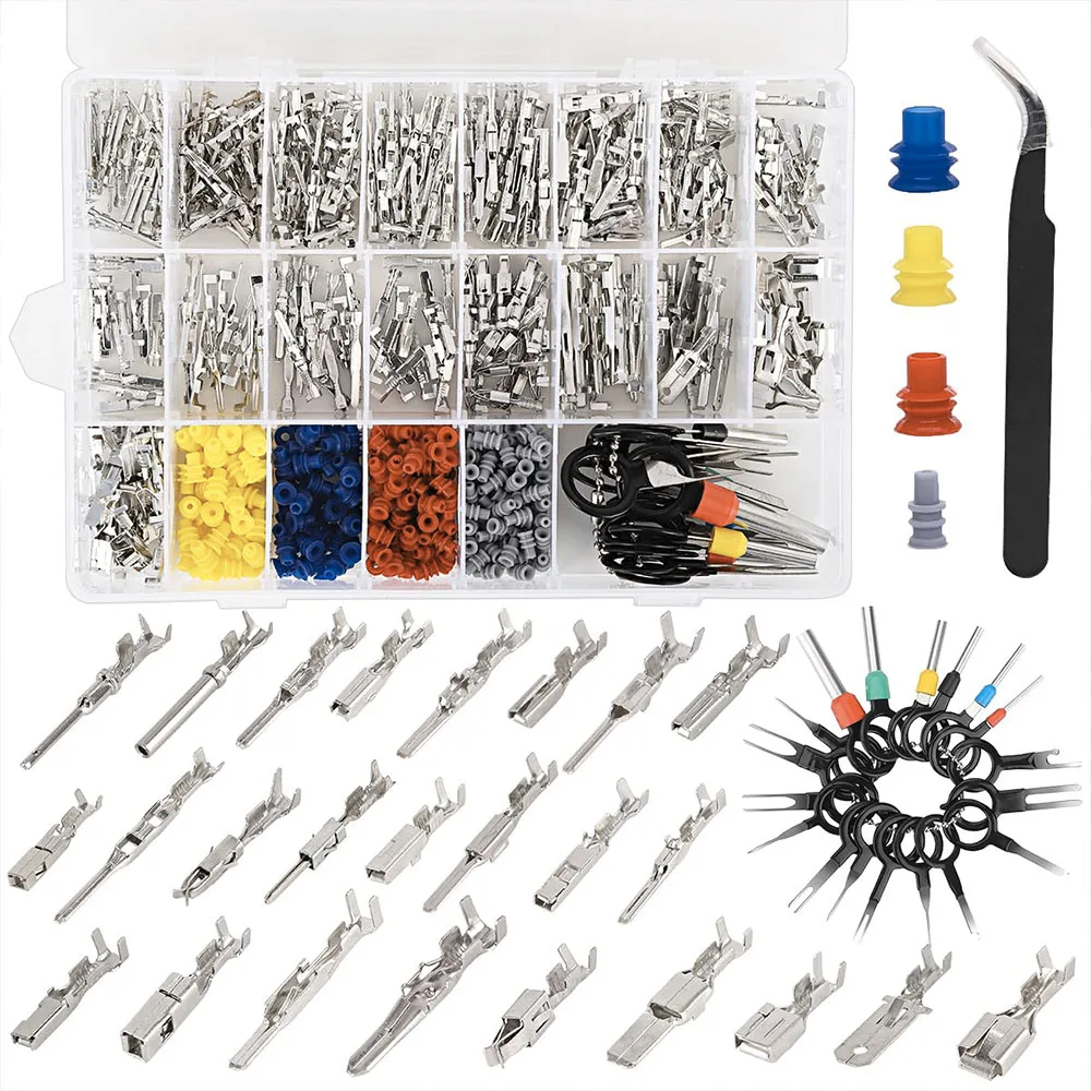 660-teiliges Steckverbinder-Set 1/1,5/1,8/2,2/2,8/3,5/4,8/6,3mm Auto-Elektrokabel-Anschluss mit Demontagewerkzeug, Nicht Isolierte Crimpstecker – Detail 1