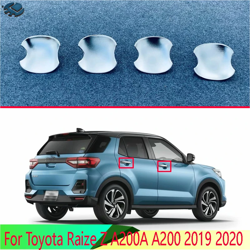 For Toyota Raize Z A200A A200 2019 2020 ABS Chrome Door Handle Bowl Cover Cup Cavity Trim Insert Catch Molding Garnish