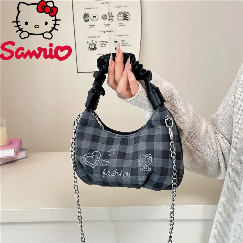 Sanrio Hello Kitty New Women's Shoulder Bag Cartoon Cute Women's Handbag Embroidery Fashion Chain Women's Bag High Quality