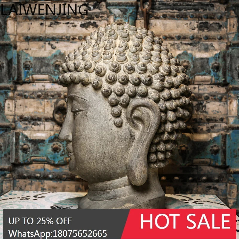 New Chinese Retro Buddha Head Ornament Feng Shui Zen Bogu Frame Large Buddha Statue