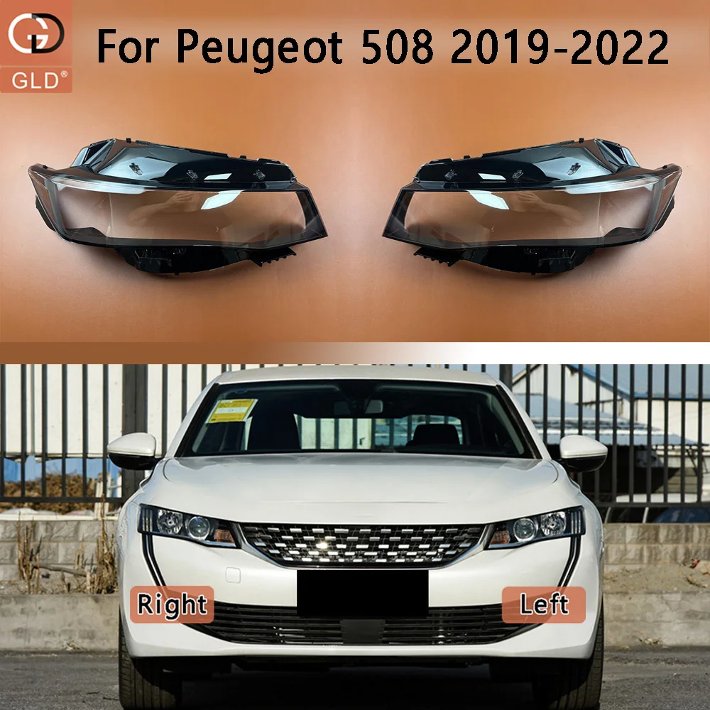 For Peugeot 508 2019-2022 Front Headlight Cover Transparent Lamp Shade Headlamp Shell Lens Plexiglass Replace Original Lampshade