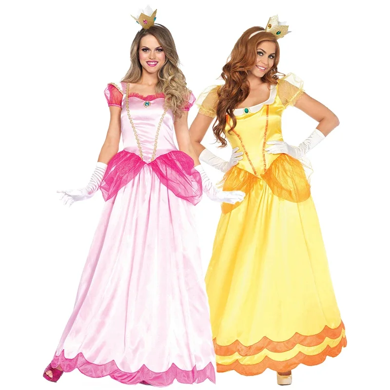 Carnival Halloween Lady Peach Princess Costume Super Brother Outfit Spooktacular Cosplay Fancy Party Dress