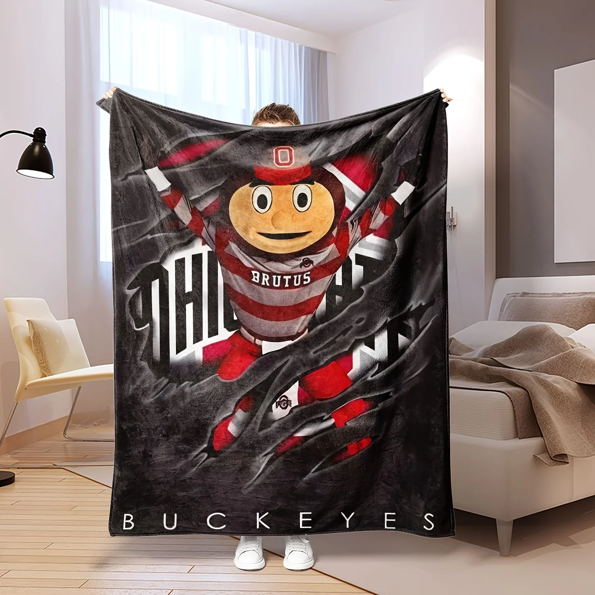 Ohio State University Buckeyes Potato Team Blanket - Vibrant Mascot Design, Soft and Comfortable Polyester Fiber, Suitable for A