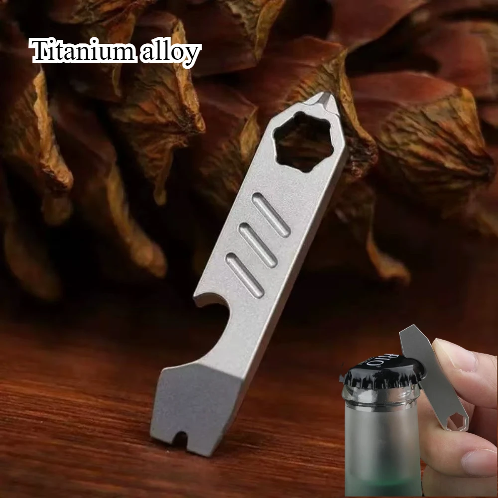 

New Mini TC4 Alloy Pry Bar Bottle Opener, Hexagonal Key, EDC Outdoor Tool, Multifunctional Equipment, Camping