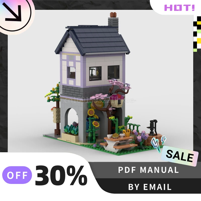 [1238 Uds] casa de jardín MOC personalizada, juego de bloques de construcción creativos, juguetes educativos STEM, Kit de modelo de construcción, regalos de cumpleaños