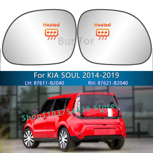 Imagen 2 del producto Espejo retrovisor lateral para KIA SOUL 2014 2015 2016 2017 2018 2019 con calefacción/OE:87611/21-B2000/vidrio de espejo retrovisor izquierdo y derecho para coche