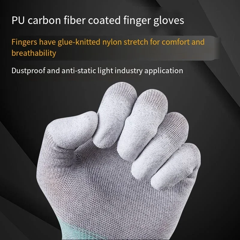 10 Pairs,ESD Safety Work Gloves with Coated Fingertips for Electronics Maintenance, High Quality,